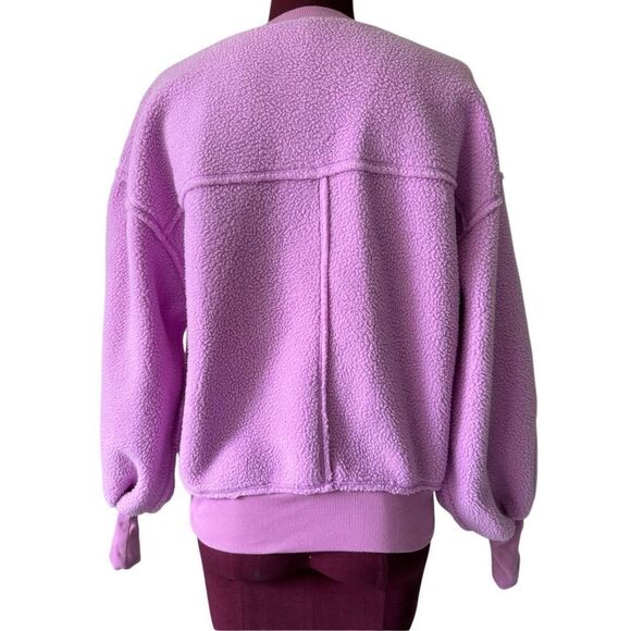 Anthropologie Pilcro Slouchy Crew Neck Sweatshirt size XXS Pink Sherpa Style - Picture 4 of 10